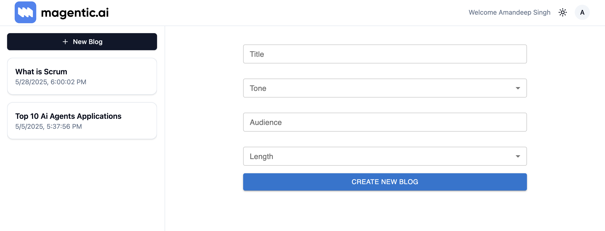 Magentic Blogging Agent